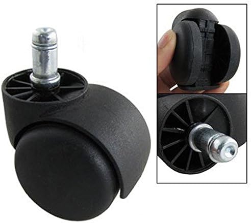 Office Chair Caster Wheels Standard Stem Size 7/16"(11mm) 7/8"(22mm) Carpet Hardwood Floor Use,Heavy Duty up to 500 Lb Max Weight, the Best Lifetime Guarantee,Black,Set of 5