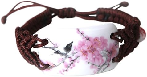 SONGQIAN Womens Green Peach Pastel Ceramic Jewelry Song Bangle Bracelet