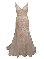 V-neck Sleeveless Mermaid Beaded Satin Wedding Dress 