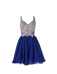 Sexy V-neck  Chiffon Cocktail Short Prom Dress/Party Dress  With Rhinestones