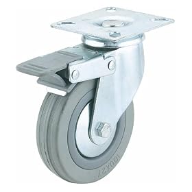 Woodstock International H0683 3 Gray Rubber Swivel Caster w  Double Brake by Woodstock