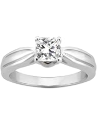 0.50 Ct Princess H/I SI1/SI2 Diamond 14K White Gold Ring