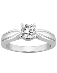 0.80 Ct Princess H/I I1 Diamond 14K White Gold Ring