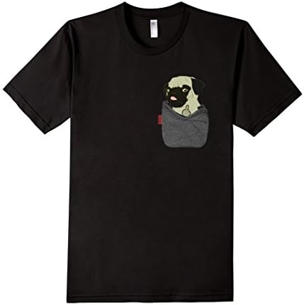 Men's  Pocket pug t-shirt,Pocket pug shirt,pug shirt funny  Medium Black