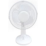 Optimus Personal Oscillating 2-Speed Table Fan, 9 Inches, White, F-0930