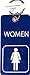 Key Tag with Ring, WOMENS Bathroom with Symbol, Blue