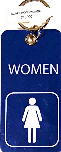 Key Tag with Ring, WOMENS Bathroom with Symbol, Blue