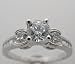 14k White Gold Feminine Diamond Engagement Ring, Baguette Diamond Accents