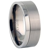 Titanium Ring w/ combination of matte and shiny polish - Comfort Fit - Width: 10mm