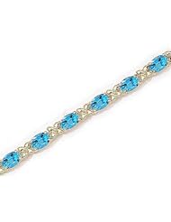 10kt Yellow Gold Oval Blue Topaz Bracelet.