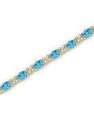 14kt Yellow Gold Oval Blue Topaz Bracelet.