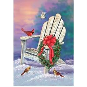 Holiday Wreath Adirondack Chair in Snow Garden Flag by 