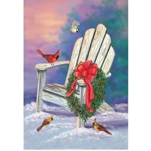 Holiday Wreath Adirondack Chair in Snow Garden Flag by