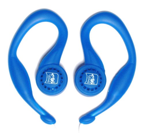 Duke University SportClip Earphones with Wind Up Storage Case for MP3, CD, DVD Players, Blue