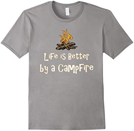 Men's Life Is Better By A Campfire Shirt Medium Slate