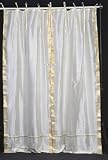 Tie Top Cream Silk Sari fabric Drapes, Panels, Curtains
