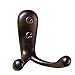 InterDesign Wall Mount Entryway Storage Double Hook for Jackets, Coats, Hats, Scarves - Bronze