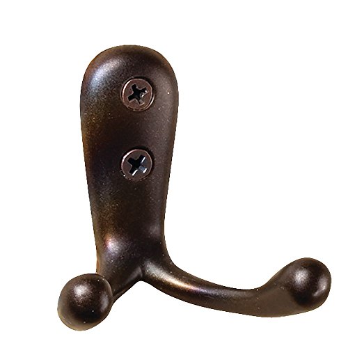 InterDesign Wall Mount Entryway Storage Double Hook for Jackets, Coats, Hats, Scarves - Bronze