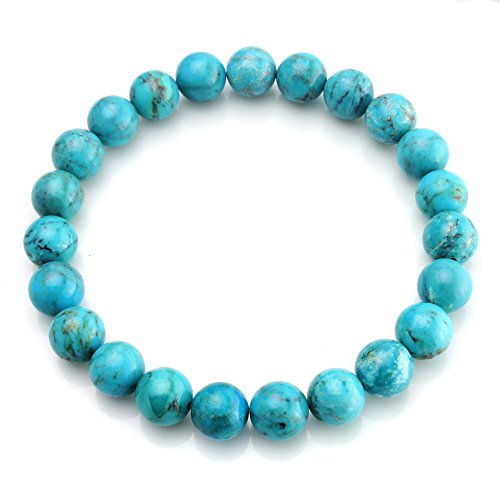 Beadnova AAA Grade 6mm Turquoise Gemstone Bracelet Semi Precious Gemstone Birthstone Healing Crystal Round Beads Stretch Bracelet 7" with Gift Box Unisex
