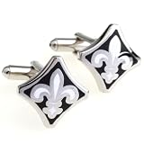 Black and White Fleur De Lis Cufflinks by Cuff-Daddy