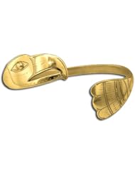 14K Yellow Gold Northwest Coast Native American Eagle Small Bracelet. Made in USA.