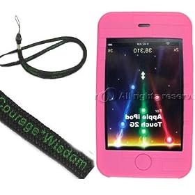 Silicone skin for ipod touch 2nd generation New iPod Touch 2G 8GB 16GB 32GB (2nd generation) (ipod touch not included) + BONUS WISDOM*COURAGE NECKSTRAP, Magenta Ver 2