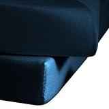 fleuresse Spannlaken 1115-6544, 150/200 cm Jersey, Farbe Marine, 100% Baumwolle, mit praktischem Rundumgummi