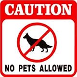 CAUTION: NO PETS ALLOWED dog cat bird sign