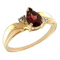 10K Yellow Gold Pear Shaped Garnet Diamond Ring