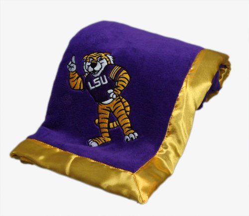 Pickles Embroidered Fleece Baby Blanket with Satin Trim - Louisiana State University