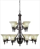 12 Light Chandelier - English Bronze Finish : Cream Scavo Glass
