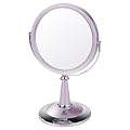 UV Finish Pedestal Mirror with Swarovski Elements Pearl Pink/Chrome True Image x7 Magnified 29cmx17.5cm