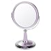 UV Finish Pedestal Mirror with Swarovski Elements Pearl Pink/Chrome True Image x7 Magnified 29cmx17.5cm