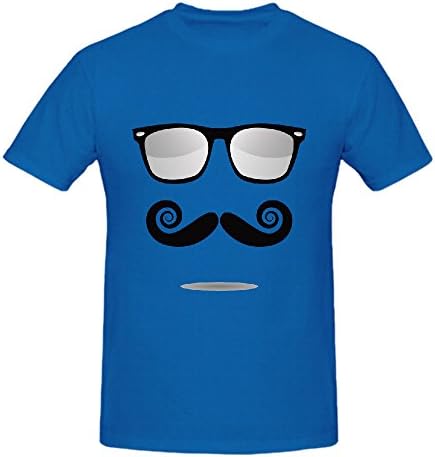 Besunset Hipster Mustache and Sunglasses Icons T Shirt Men Funny O Neck Blue