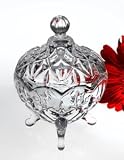 MULTI-CUT CRYSTAL FOOTED BOX - MULTI-CUT CRYSTAL FOOTED BOX WITH COVER