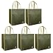 Reusable Grocery Tote Bags 5 Pack, Olive Contrast Trim Combo