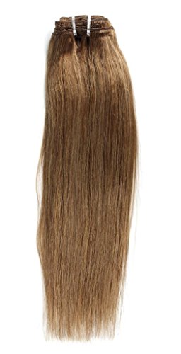 100% Real Human Hair 120g 18" Full Head Clip in HairPieces Brazilian Virgin Remy Hair Extensions Silky Straight Double Weft #8 Light Brown 1pk
