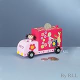 Tzedakah Box - Handpainted Wood Train - Girls