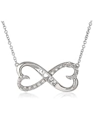 Sterling Silver 1/10cttw Diamond Heart Necklace, 18"