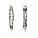 41M5lEdkyjL. SL160  Sterling Silver Marcasite and Crystal Inside Out Hoop Earrings Reviews