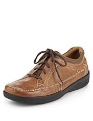 Airflex™ Comfort Leather Wide Fit Perforated Collar Lace Up Shoes