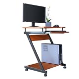 Furinno Mobile Rolling Home Laptop Notebook Computer Desk Table for your Home Office, Dark Cherry Finish, 76003DCB