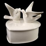Ceramic Dove Trinket Box Heart Shaped