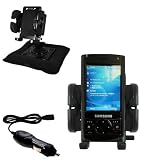Samsung SCH-i760 Auto Bean Bag Dash Holder with Car Charger - Uses Gomadic TipExchange