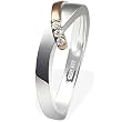 Goldmaid Damen-Ring Weissgold Rotgold 585 Bicolor 3 Brillanten 0,05ct Gr. 54 Pa R4266RG54