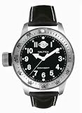 Nautica Brushed Stainless Steel case Black Leather Strap (Men's Watch)