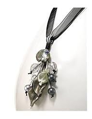 Black Cotton Necklace In 92.5 Sterling Silver