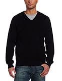 IMAGE OF Williamson Mens 100% Cashmere Long Sleeve V Neck Sweater, Black, Small