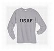 USAF Air Force Long Sleeve T-Shirt - Authentic Military Style Physical Training T-Shirt in gray