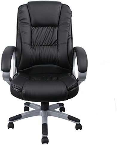Pu Leather Modern Executive Computer Desk Office Task Chair (Black)